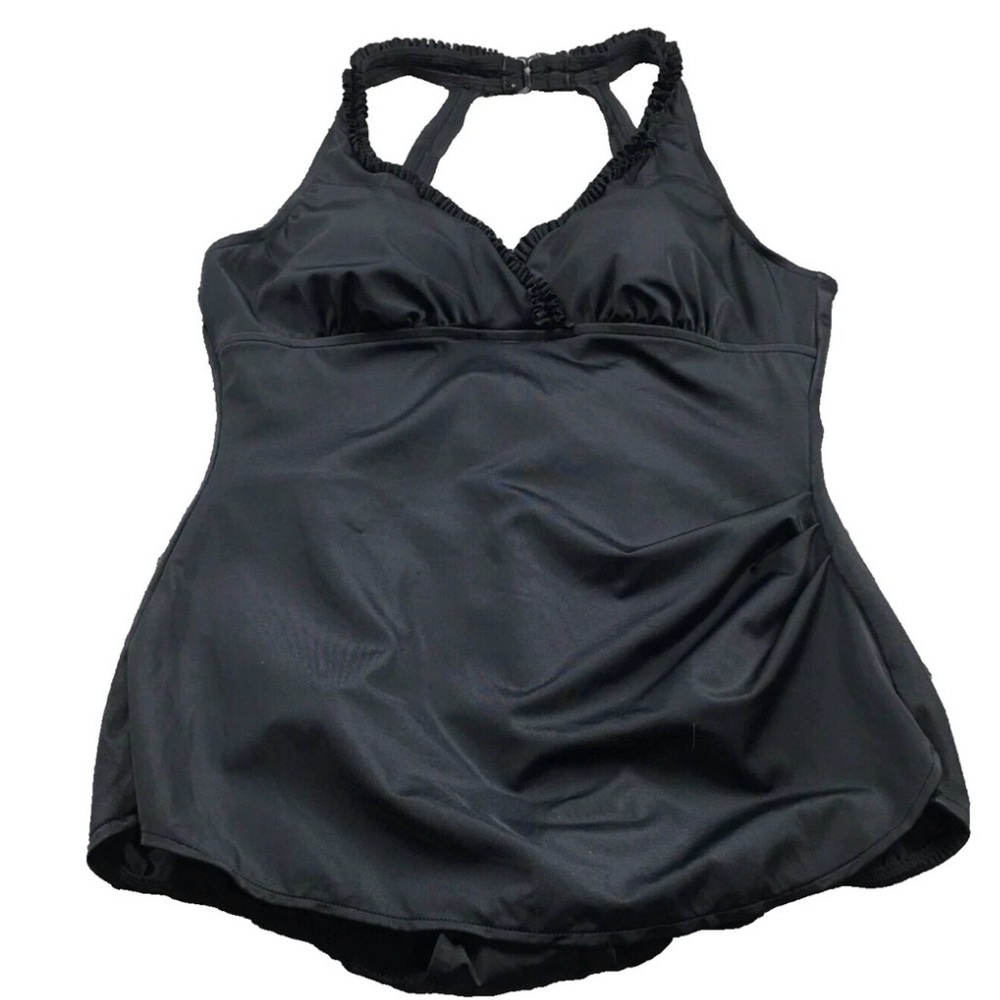 WHITE STAG Black one piece swimsuit. Full coverage with half skirt. Sz.1x/16.